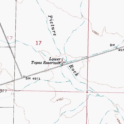 Topographic Map of Lower Topaz Reservoir, UT
