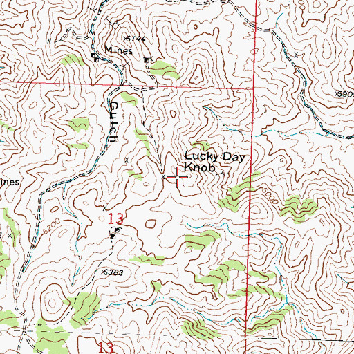 Topographic Map of Lucky Day Knob, UT