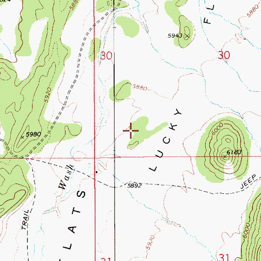 Topographic Map of Lucky Flats, UT