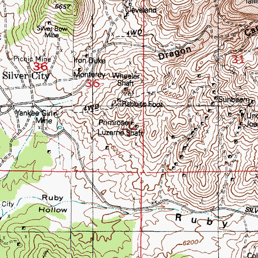Topographic Map of Luzerne Shaft, UT