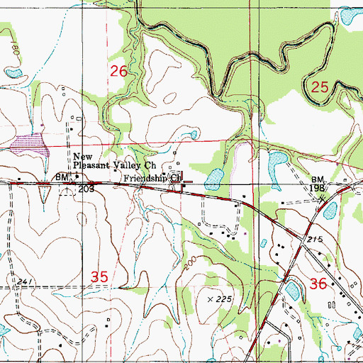 Topographic Map of Friendship Church, AL