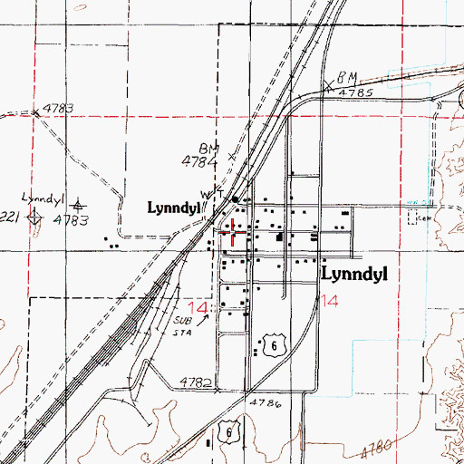 Topographic Map of Lynndyl, UT