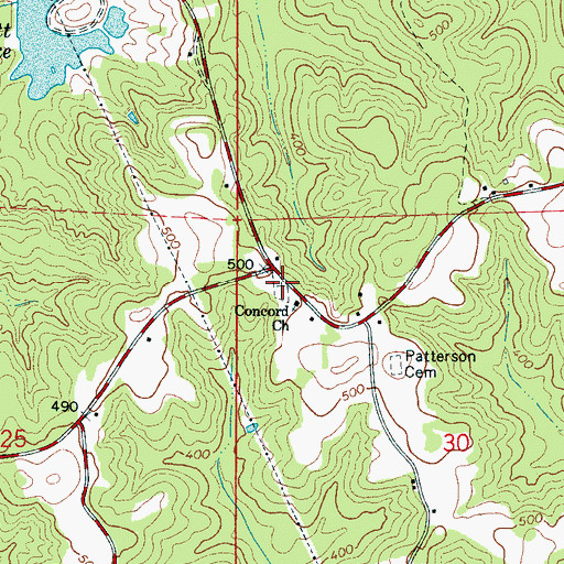 Topographic Map of Concord Cemetery, AL