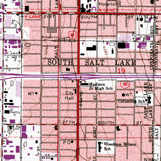 Topographic Map of Madison Junior High School, UT