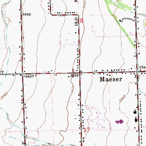 Topographic Map of Maeser, UT