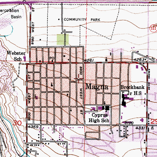 Topographic Map of Magna, UT