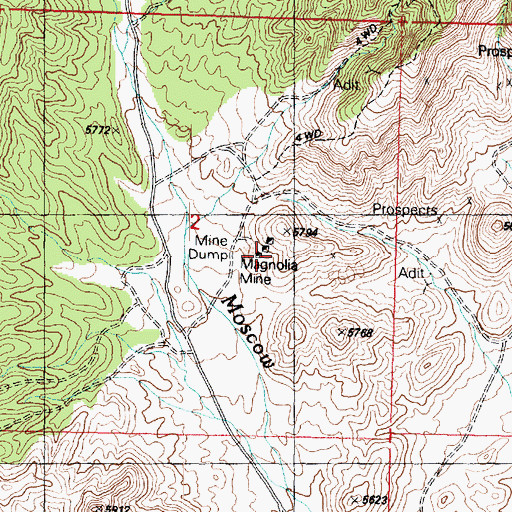 Topographic Map of Magnolia Mine, UT