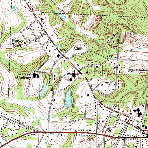 Topographic Map of Greene County Area Vocational Center, AL