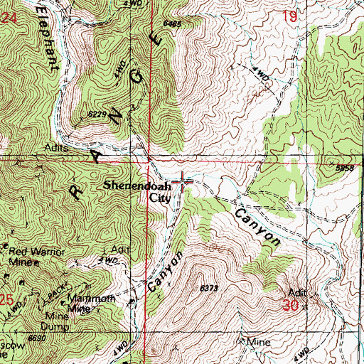 Topographic Map of Mammoth Canyon, UT