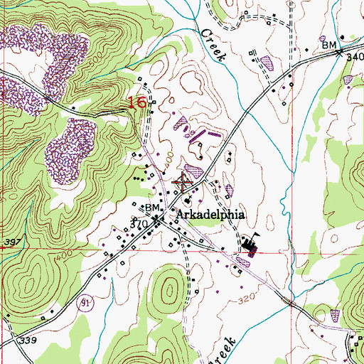 Topographic Map of Arkadelphia Cemetery, AL