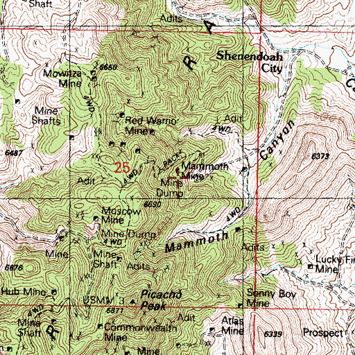 Topographic Map of Mammoth Mine, UT