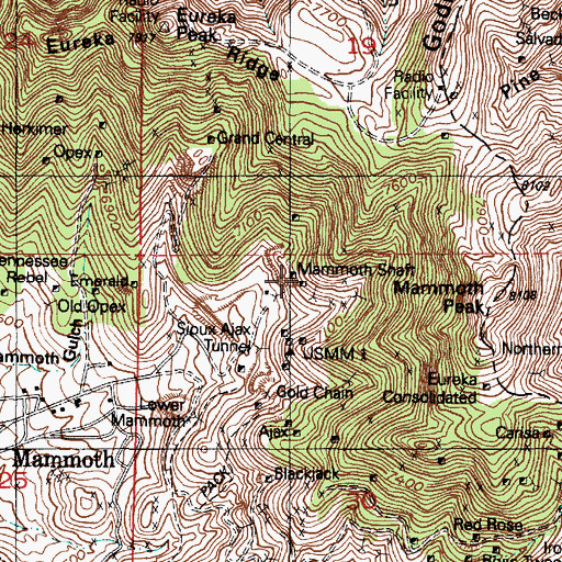 Topographic Map of Mammoth Shaft, UT