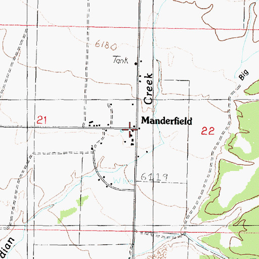 Topographic Map of Manderfield, UT