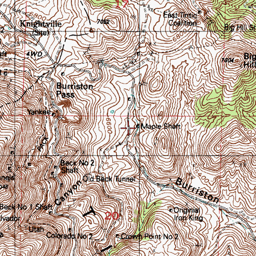 Topographic Map of Maple Shaft, UT