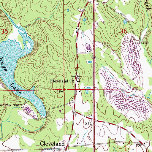 Topographic Map of Cleveland Cemetery, AL