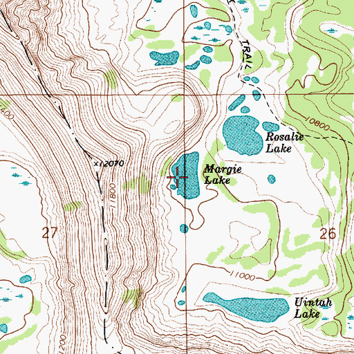 Topographic Map of Margie Lake, UT