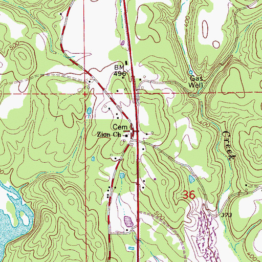 Topographic Map of Zion Cemetery, AL