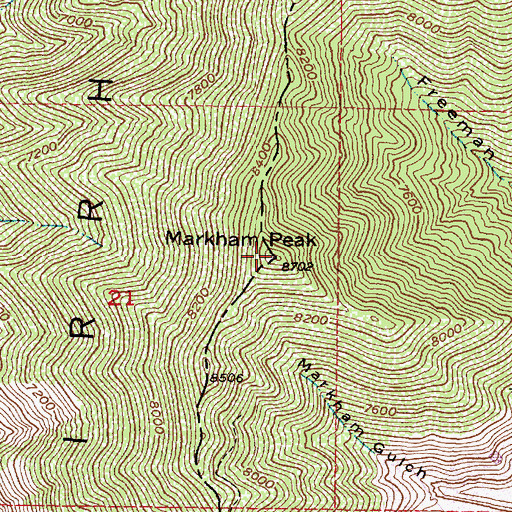Topographic Map of Markham Peak, UT