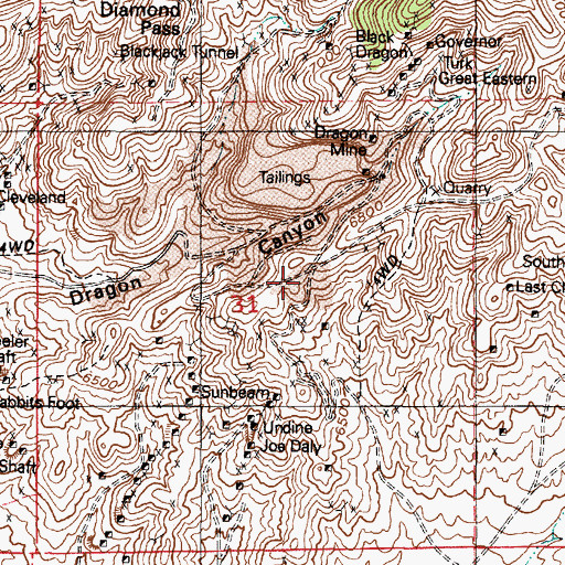 Topographic Map of Martha Washington Shaft, UT