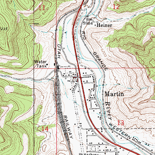 Topographic Map of Martin, UT
