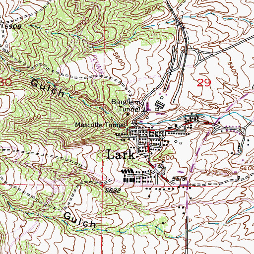Topographic Map of Mascotte Tunnel, UT