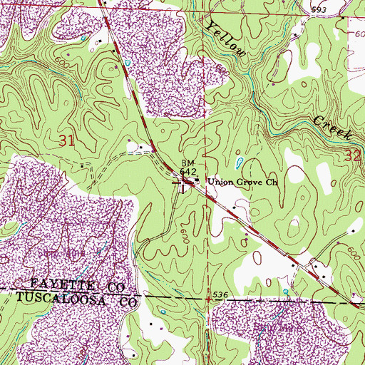 Topographic Map of Union Grove Cemetery, AL