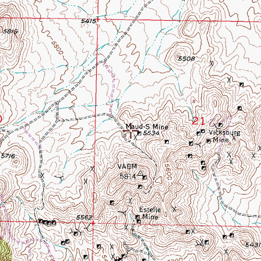 Topographic Map of Maud-S Mine, UT