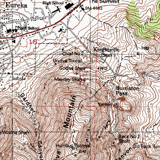 Topographic Map of Mayday Shaft, UT