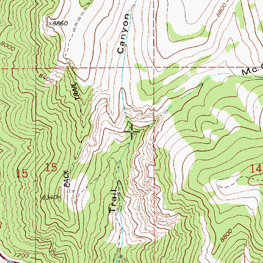 Topographic Map of McCadden Hollow, UT