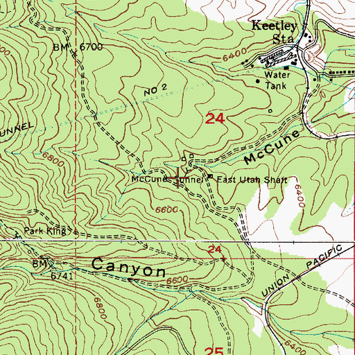 Topographic Map of McCune Tunnel, UT