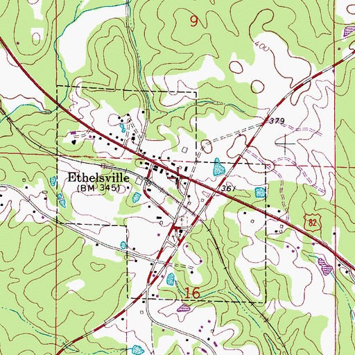 Topographic Map of Ethelsville United Methodist Church, AL