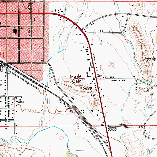 Topographic Map of Meade Cemetery, UT