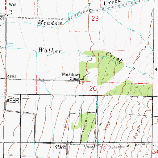 Topographic Map of Meadow Cemetery, UT