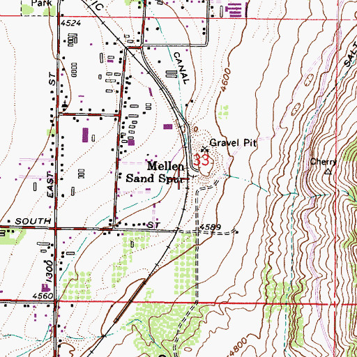 Topographic Map of Mellen Sand Spur, UT