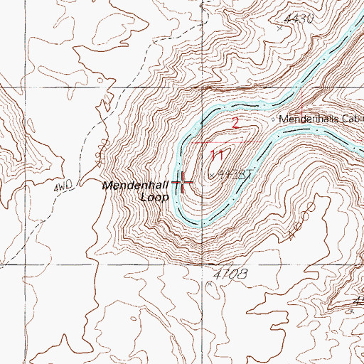 Topographic Map of Mendenhall Loop, UT