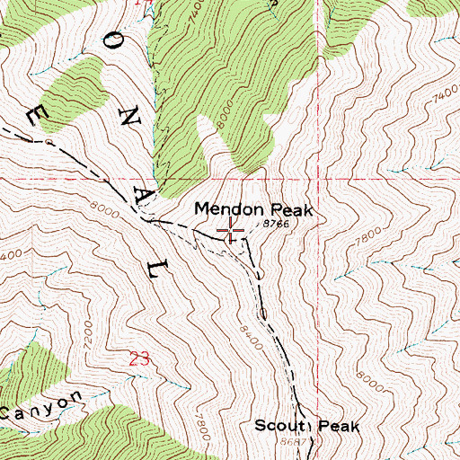 Topographic Map of Mendon Peak, UT