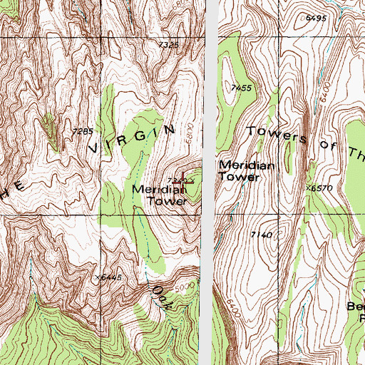 Topographic Map of Meridian Tower, UT