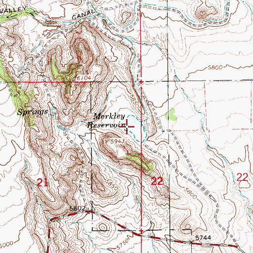 Topographic Map of Merkley Reservoir, UT