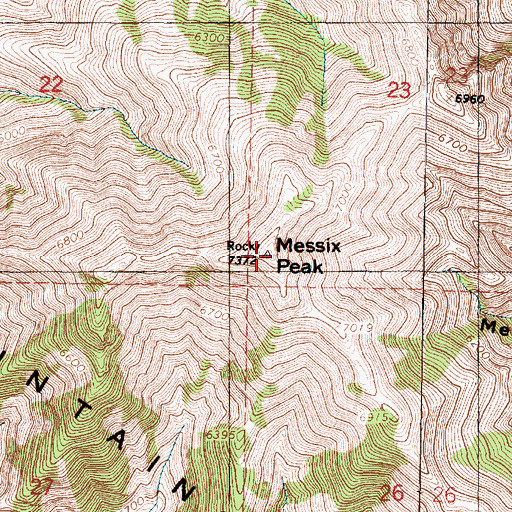 Topographic Map of Messix Peak, UT