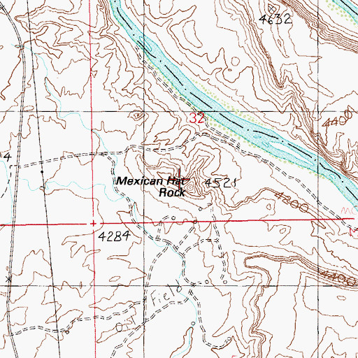 Topographic Map of Mexican Hat Rock, UT