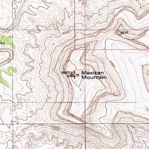 Topographic Map of Mexican Mountain, UT