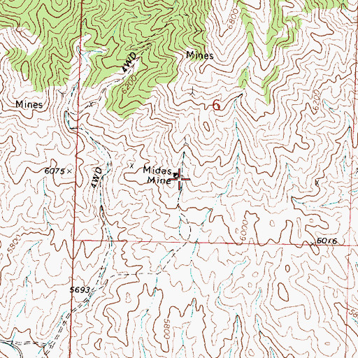 Topographic Map of Midas Mine, UT