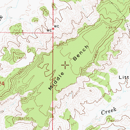 Topographic Map of Middle Bench, UT