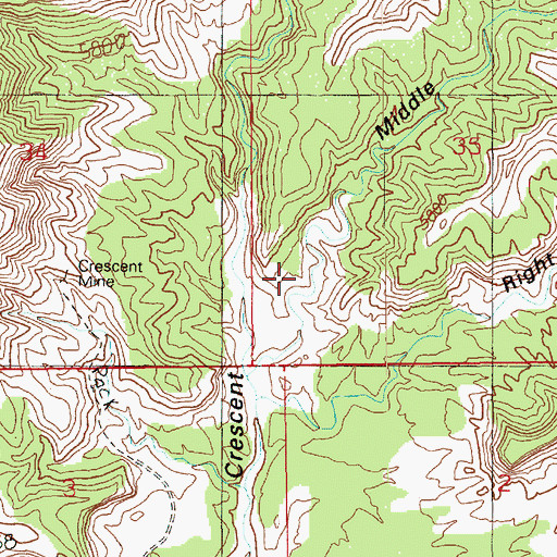 Topographic Map of Middle Crescent Canyon, UT