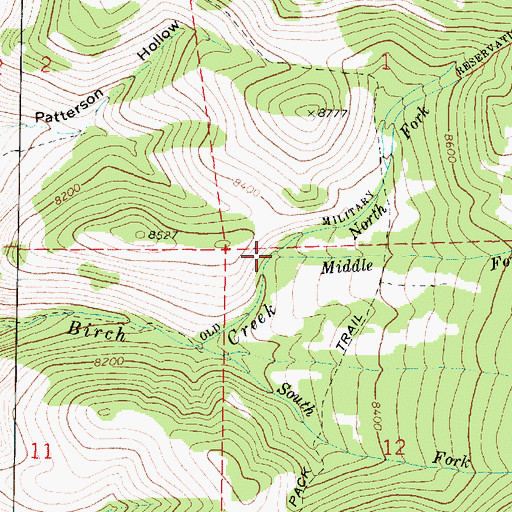 Topographic Map of Middle Fork Birch Creek, UT