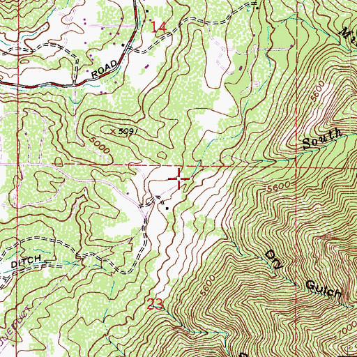 Topographic Map of Middle Fork Dry Creek, UT