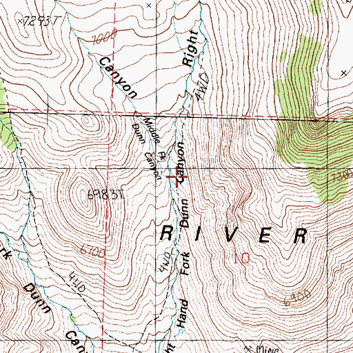 Topographic Map of Middle Fork Dunn Canyon, UT