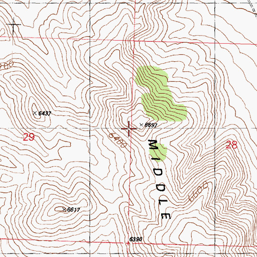Topographic Map of Middle Mountain, UT