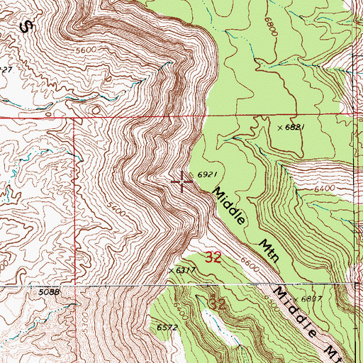 Topographic Map of Middle Mountain, UT