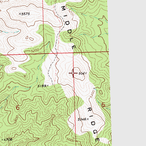 Topographic Map of Middle Ridge, UT